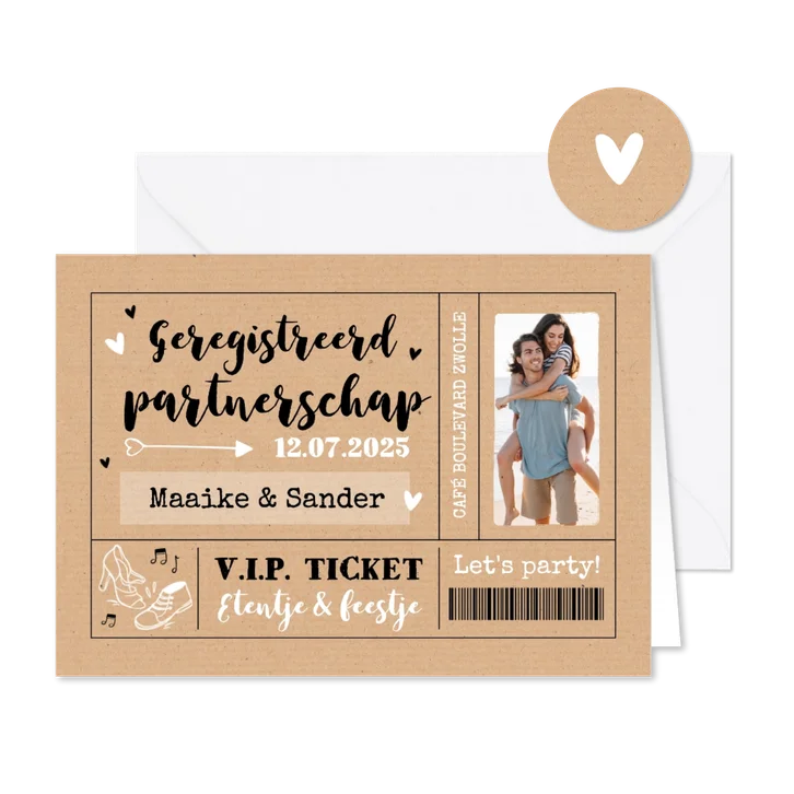 Uitnodiging ticket geregistreerd partnerschap kraftlook