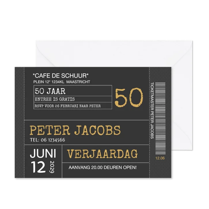 Uitnodiging ticket zwart av
