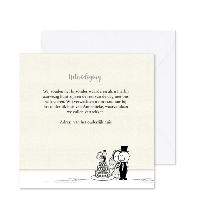 Uitnodiging trouw op linnen