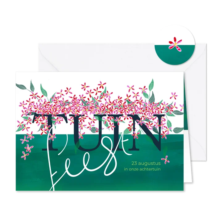 Uitnodiging tuinfeest illustratie bloemetjes
