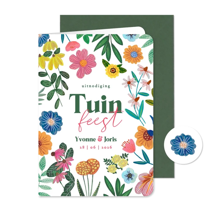 Uitnodiging tuinfeest met kleurrijke bloemen illustratie