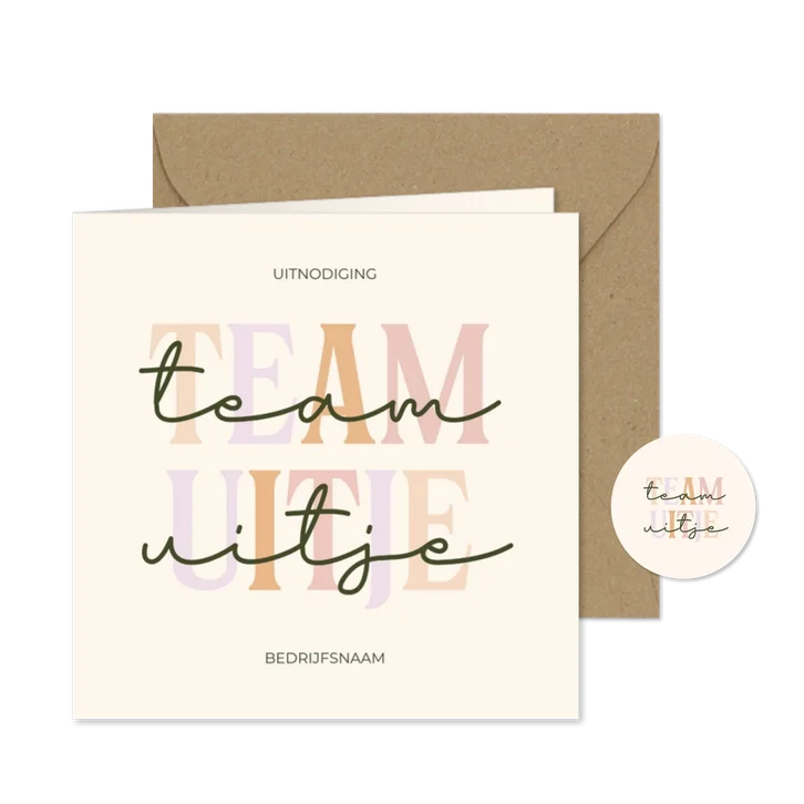 Uitnodiging typografisch teamuitje gekleurd