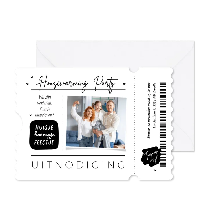Uitnodiging verhuizing en housewarming party ticket