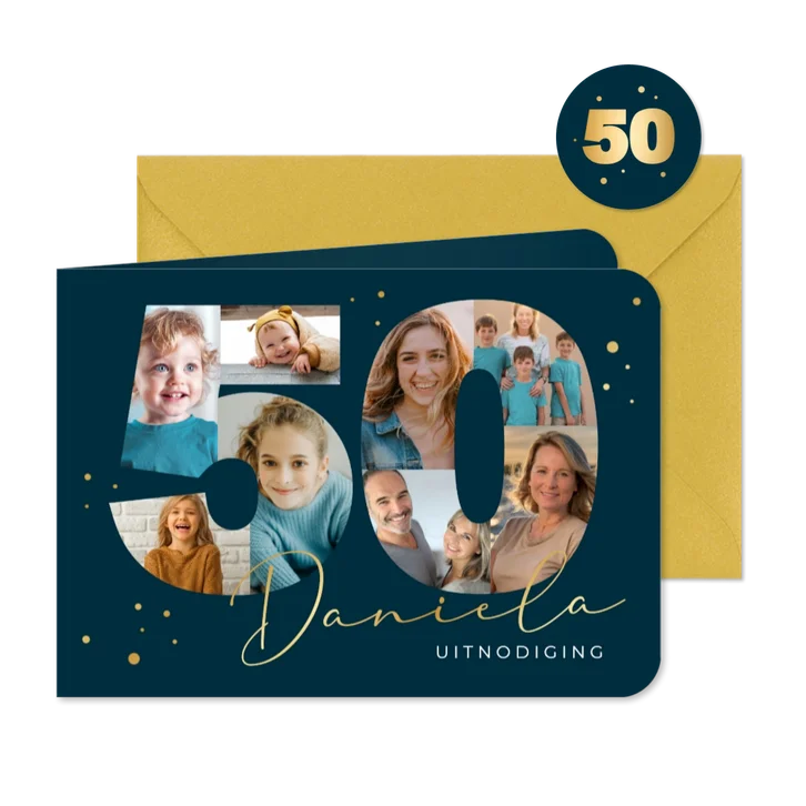 Uitnodiging verjaardag 50 jaar foto's in 50