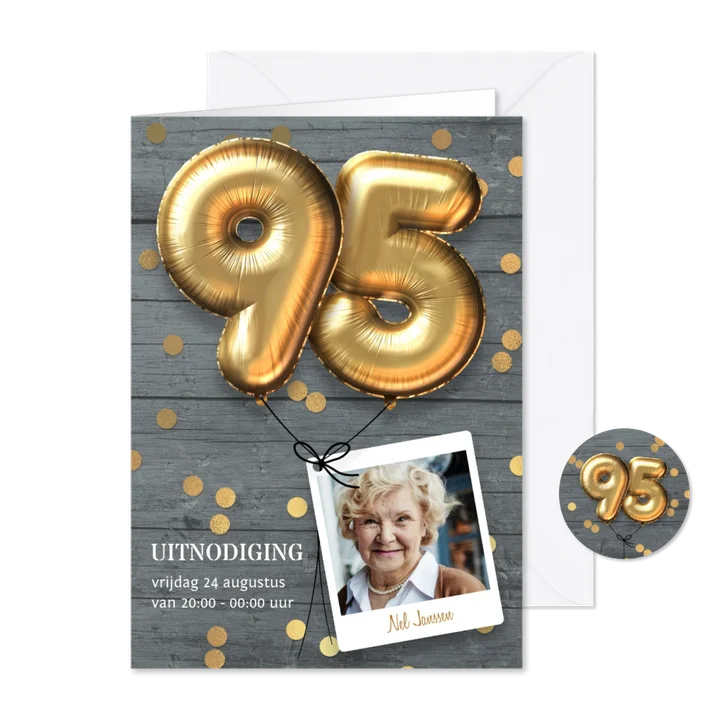 Uitnodiging verjaardag 95 jaar ballon