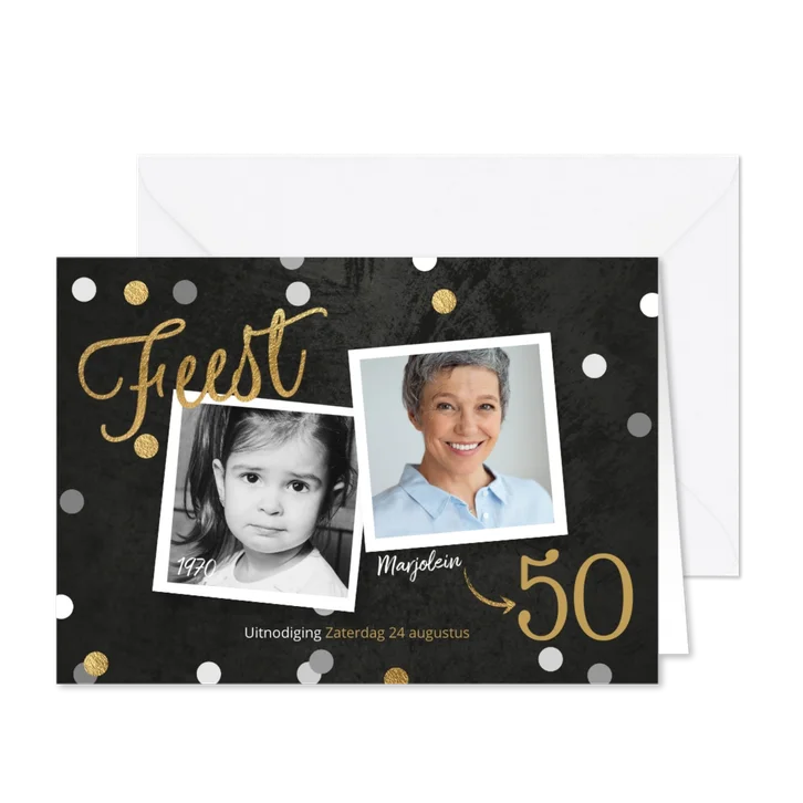 Uitnodiging verjaardag confetti krijtbord foto's