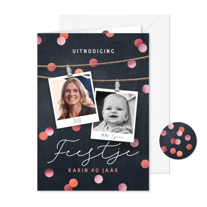 Uitnodiging verjaardag feest vrouw met foto