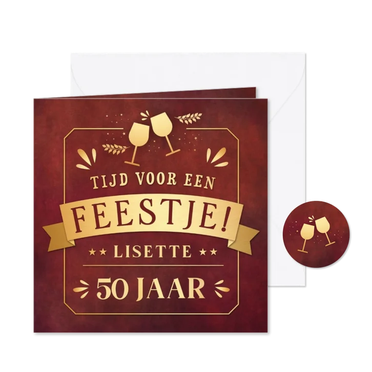 Uitnodiging verjaardag feestje met wijn