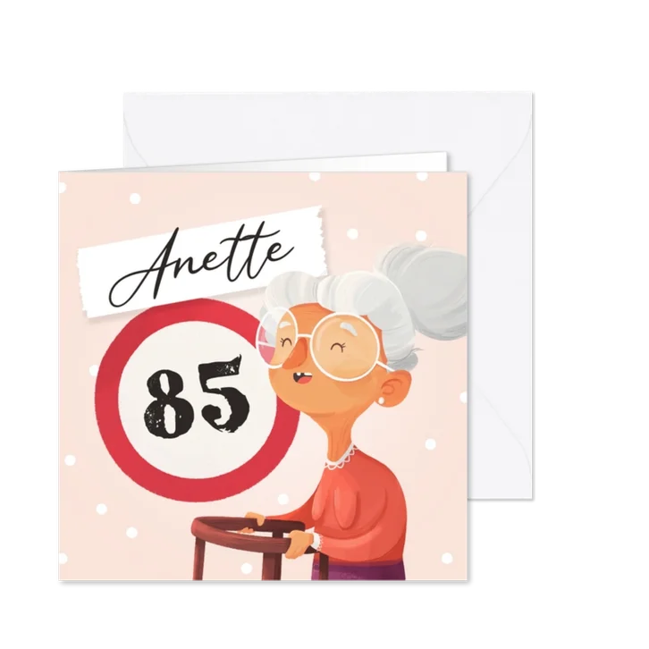 Uitnodiging verjaardag humor senior 85 confetti