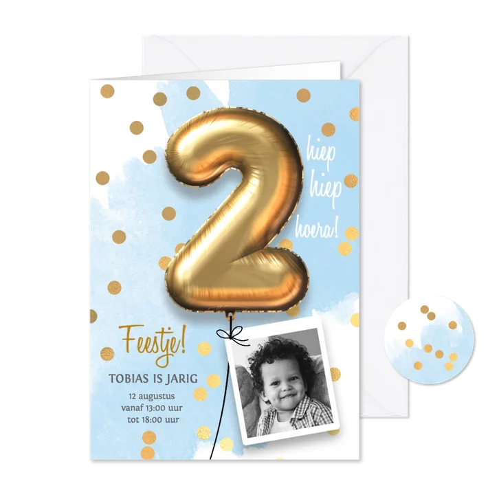 Uitnodiging verjaardag jongen 2 jaar
