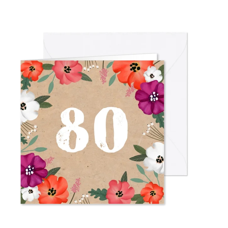 Uitnodiging verjaardag kraftlook met vrolijke bloemen