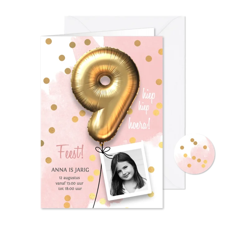 Uitnodiging verjaardag meisje 9 jaar