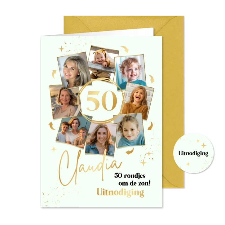 Uitnodiging verjaardag mintgroen 50 rondjes om de zon