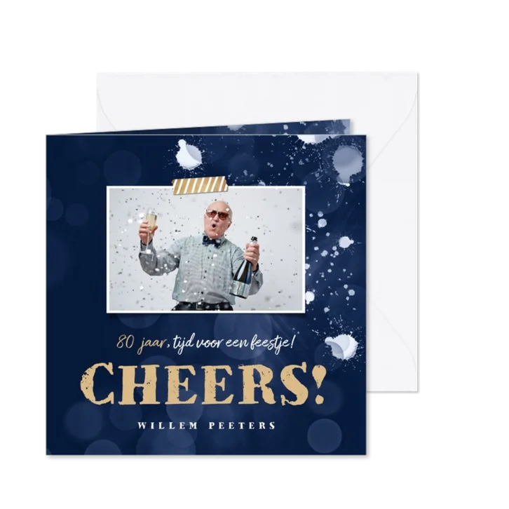 Uitnodiging verjaardag senior volwassen spetters stijlvol