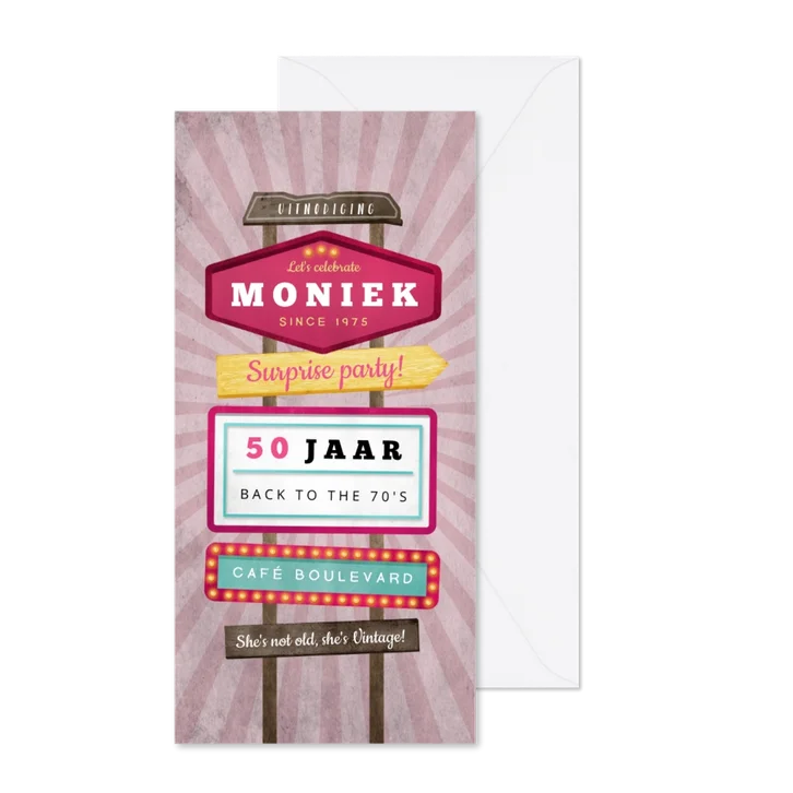 Uitnodiging verjaardag vrouw vintage retro