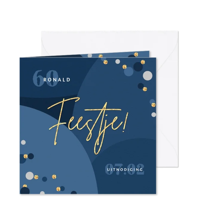 Uitnodiging verjaardagsfeest goud confetti stijlvol