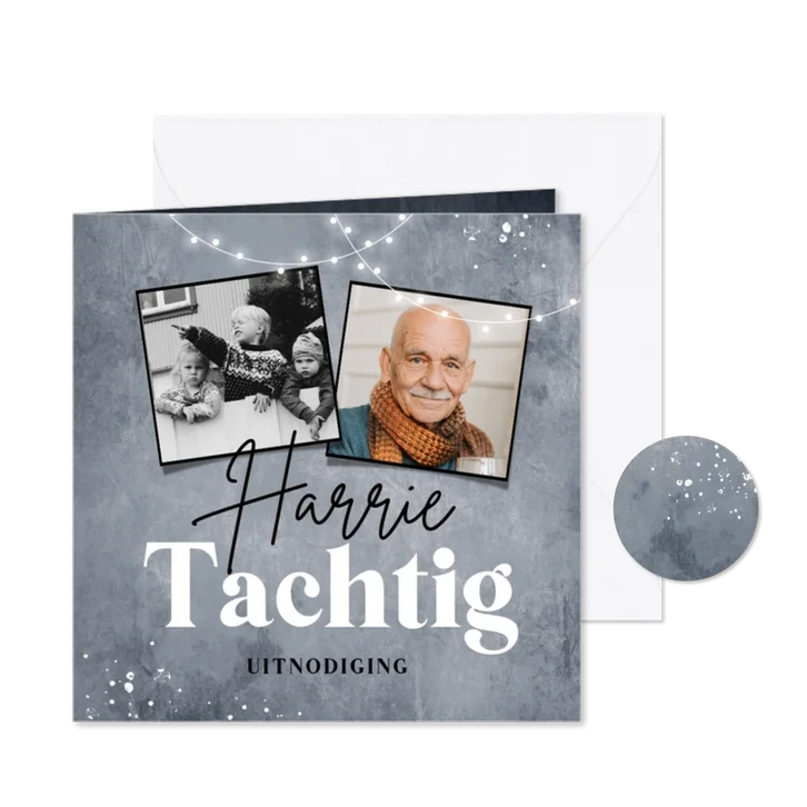 Uitnodiging verjaardagsfeest man 80 jaar betonlook slingers