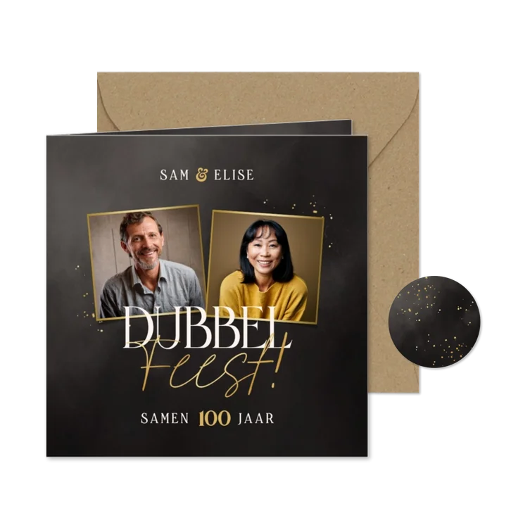 Uitnodiging verjaardagsfeestje dubbel feest twee foto's