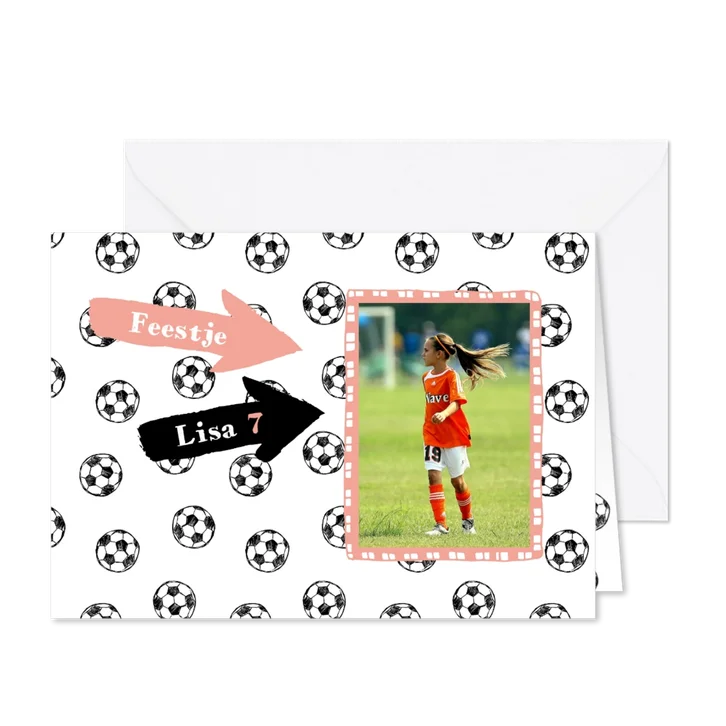 Uitnodiging voetbal feestje meisje