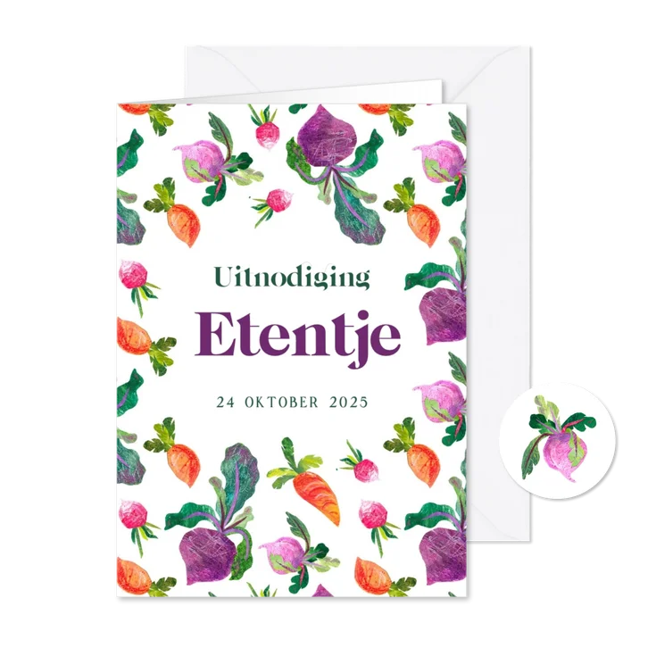 Uitnodiging voor een etentje met groenten 