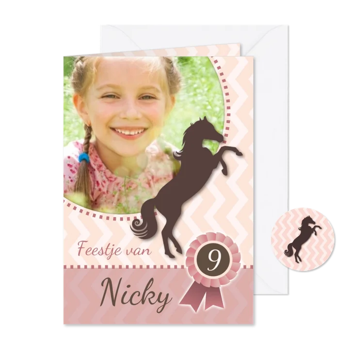 Uitnodiging voor een paardenfeestje eigen foto