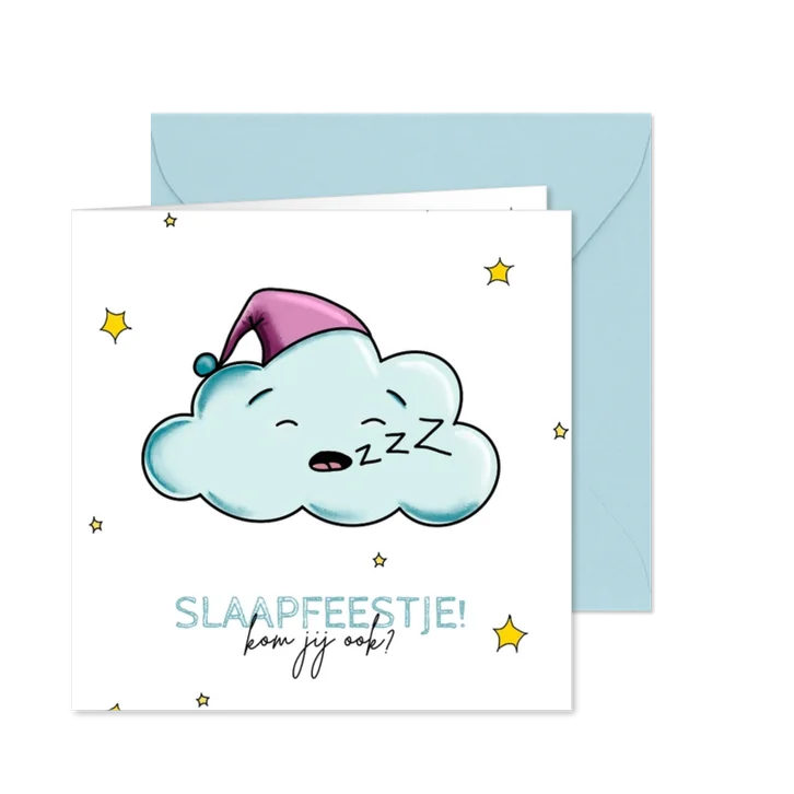 Uitnodiging voor een slaapfeestje met wolken en sterren