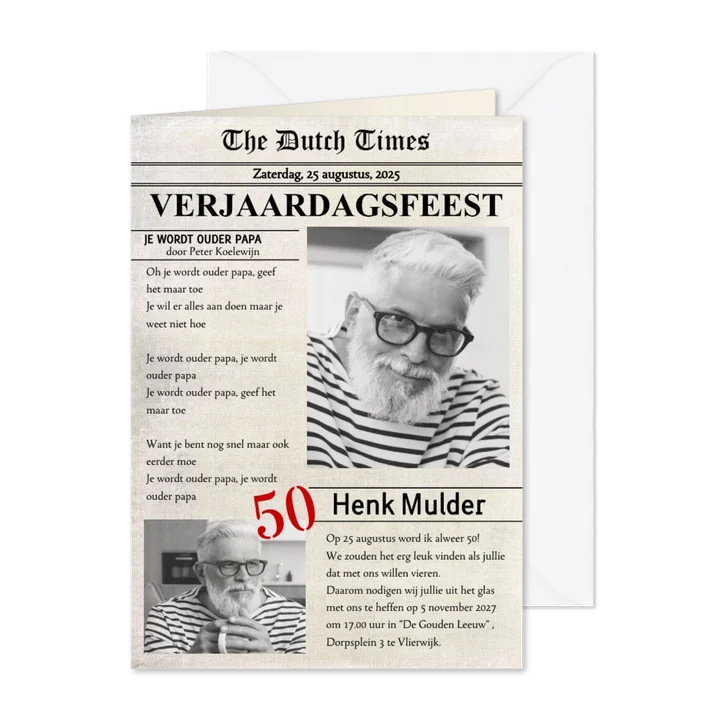 Uitnodiging voorpagina nieuws jarig