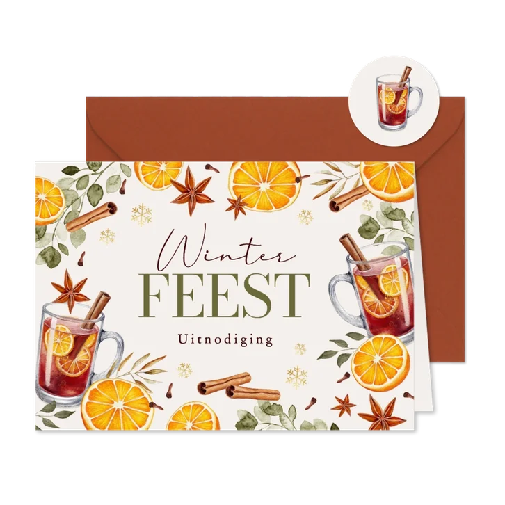 Uitnodiging winter tuinfeest glühwein feestje stijlvol