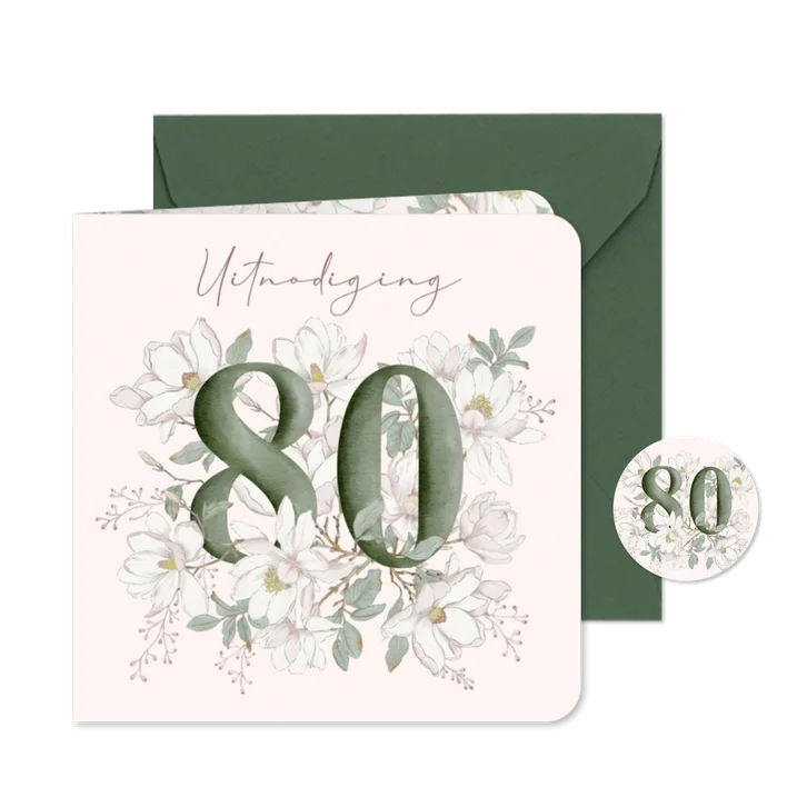Uitnodiging witte magnolia's 80 jaar