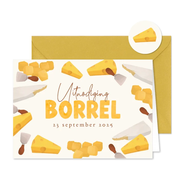 Uitnodigingskaart borrel kaas proeverij cheese uitnodiging