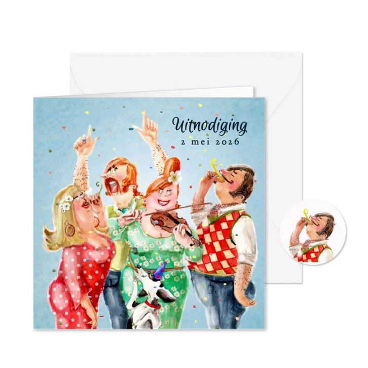 Uitnodigingskaart Feestje Confetti