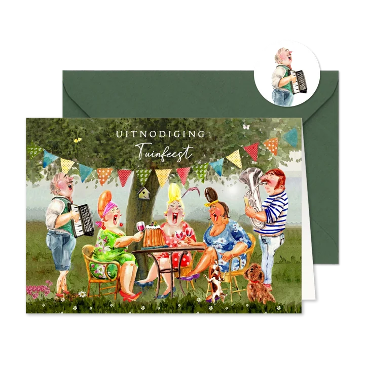 Uitnodigingskaart feestje met muzikanten