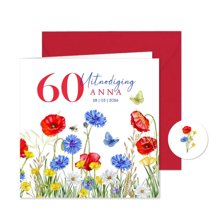 Uitnodigingskaart klaprozen in het veld