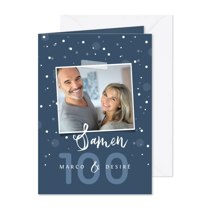 Uitnodigingskaart samen 100 feestje verjaardag foto