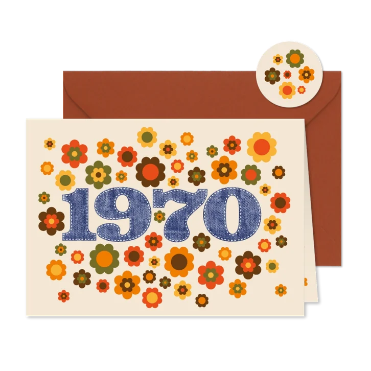 Uitnodigingskaart seventies flowerpower 1970