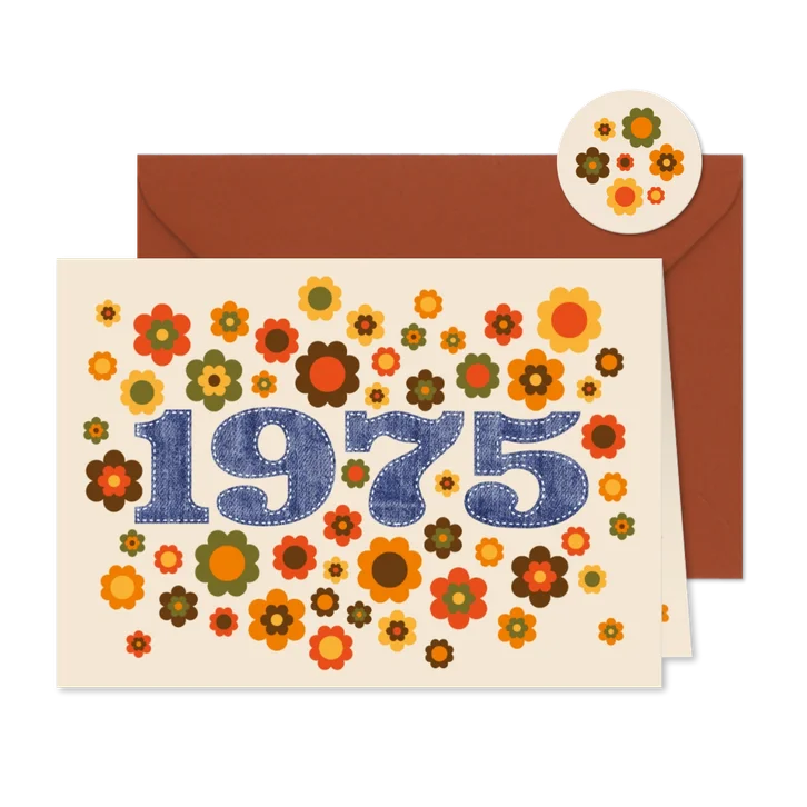 Uitnodigingskaart seventies flowerpower 1975