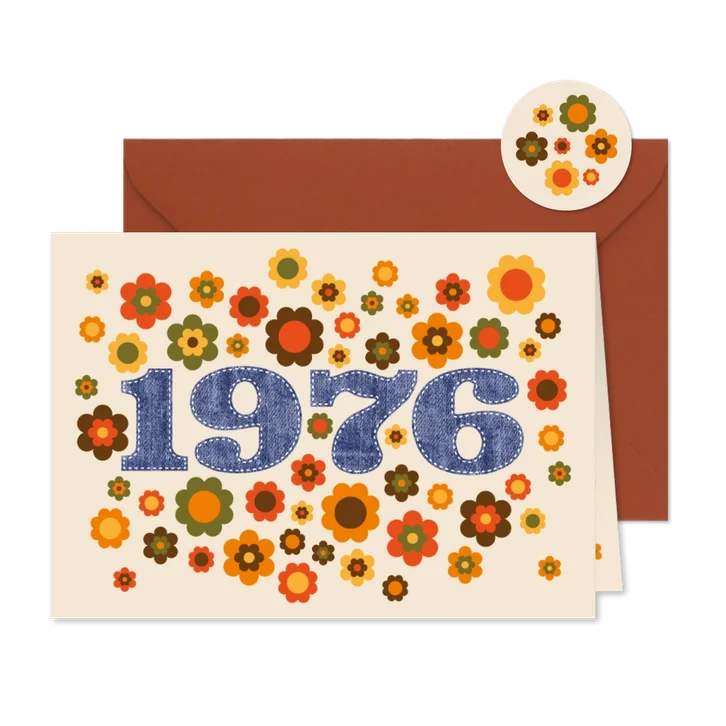 Uitnodigingskaart seventies flowerpower 1976