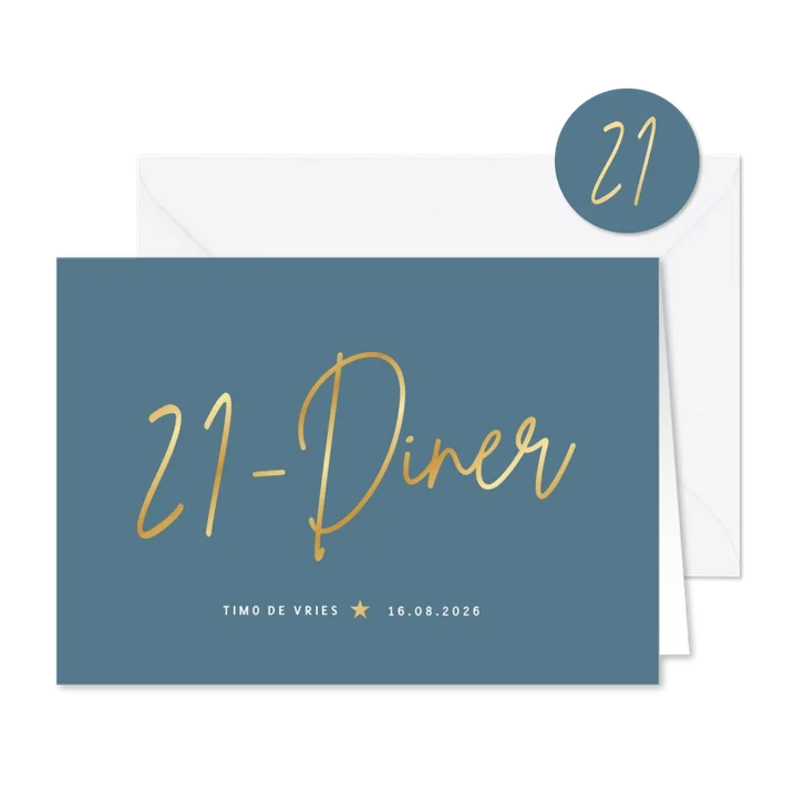 Uitnodigingskaart voor een 21 diner van een jongen