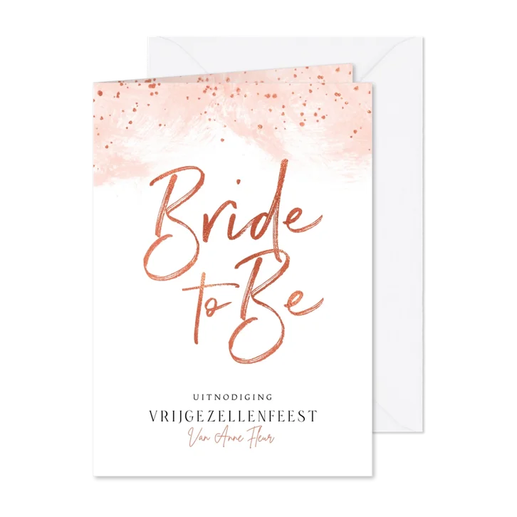 Uitnodigingskaart vrijgezellenfeest vrouw waterverf bride