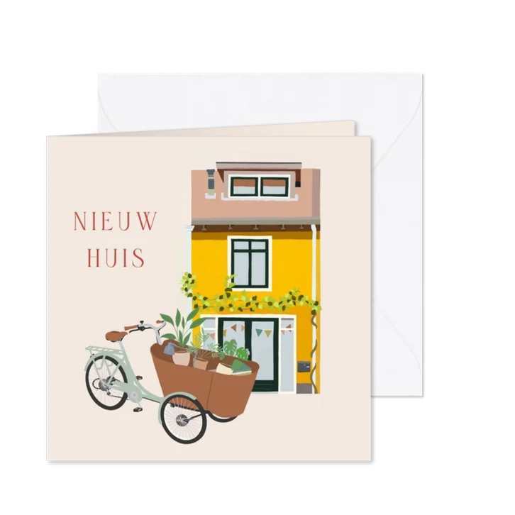 Verhuiskaart bakfiets met planten