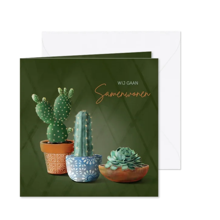 Verhuiskaart cactussen en succulent samenwonen