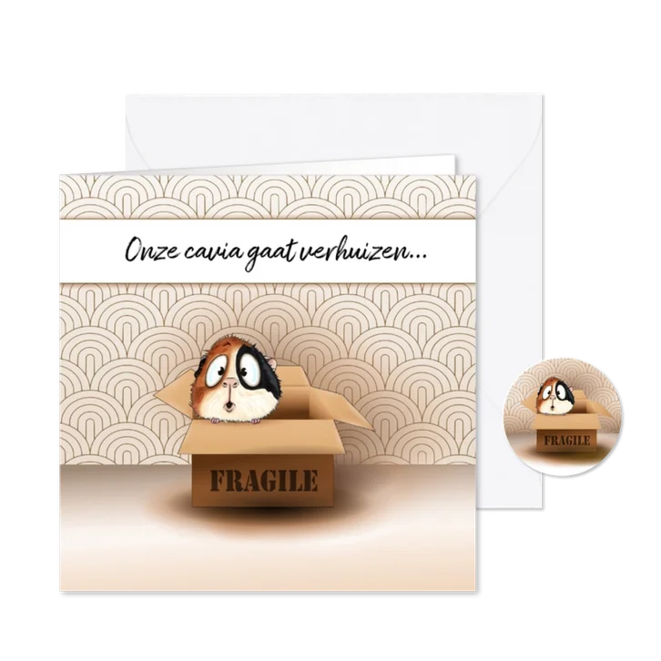 Verhuiskaart Cavia in een verhuisdoos