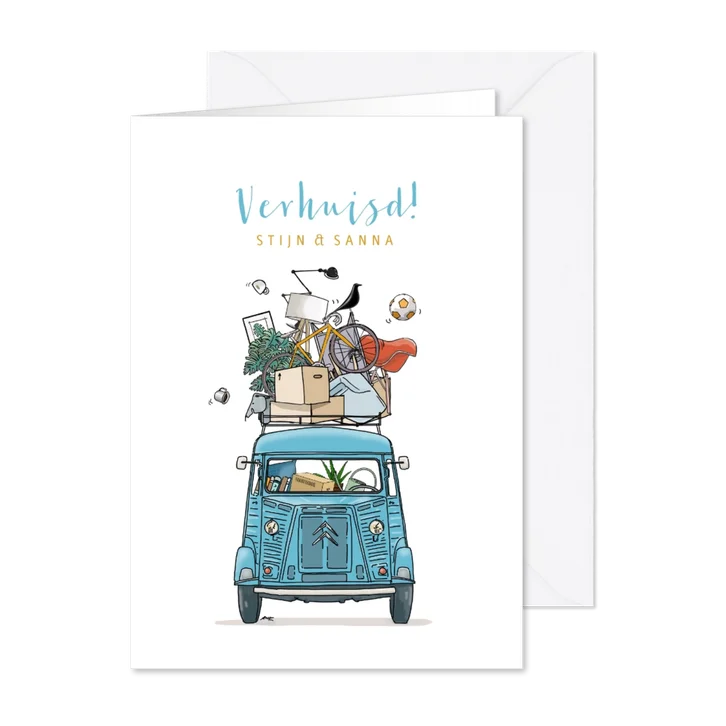 Verhuiskaart Citroen HY bus voorkant blauw