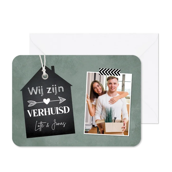 Verhuiskaart groen huisje foto
