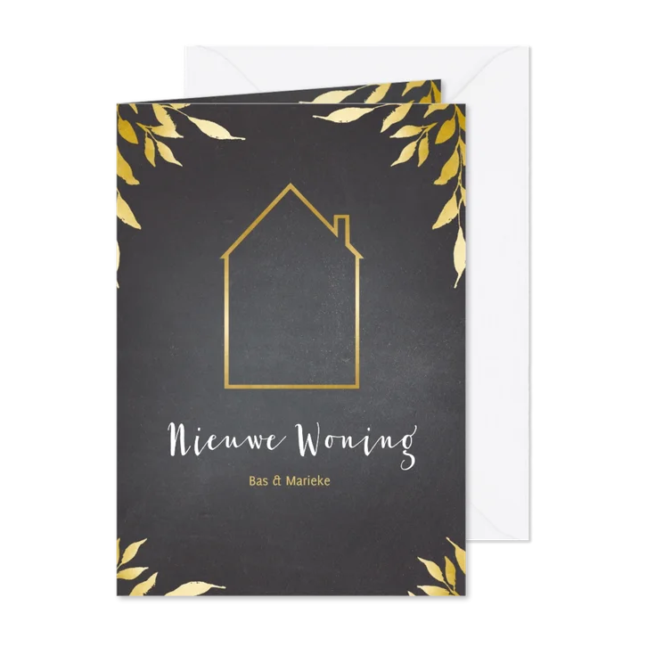 Verhuiskaart krijtbord gouden huis