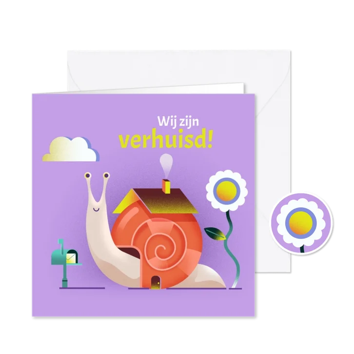 Verhuiskaart met grappig slakje