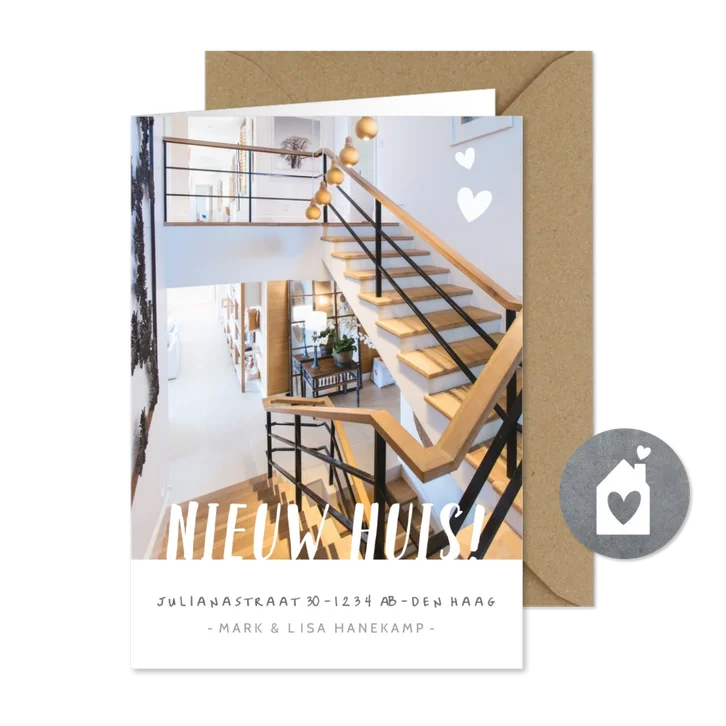 Verhuiskaart met grote foto en nieuw adres
