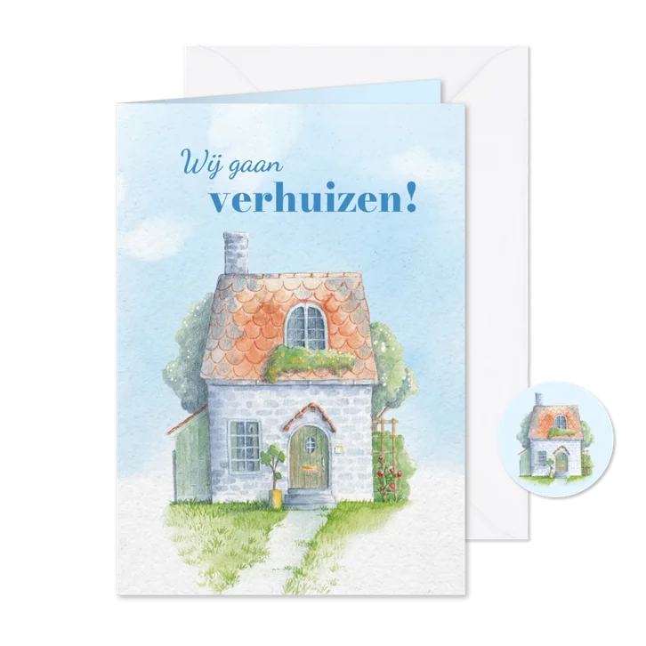 Verhuiskaart met illustratie van cottage