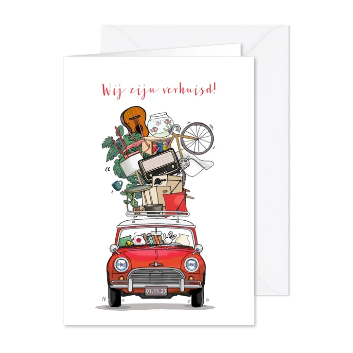 Verhuiskaart Mini voorkant rood
