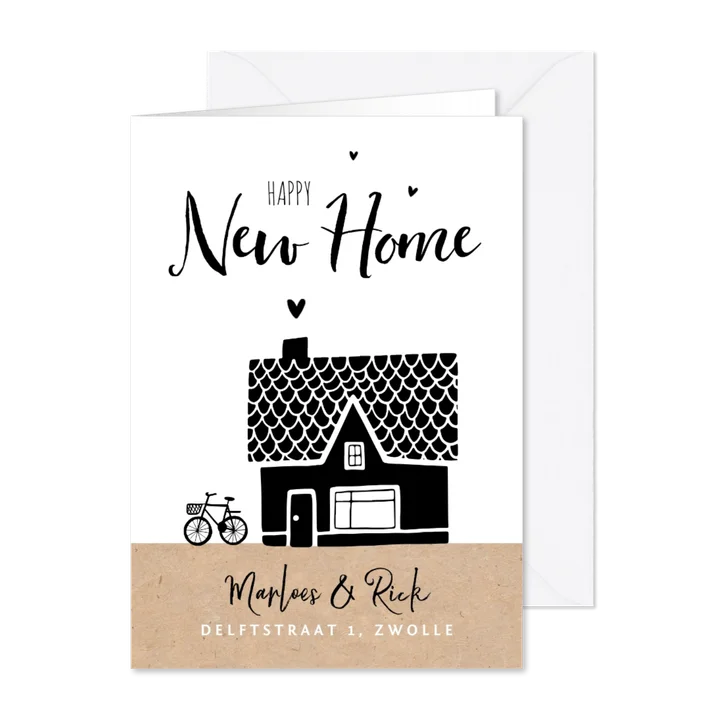 Verhuiskaart nieuwe woning huis kraft illustratie